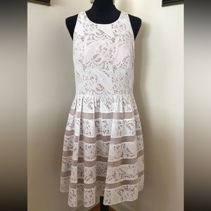 Aidan Mattox Party Dress White Nude Sz 14